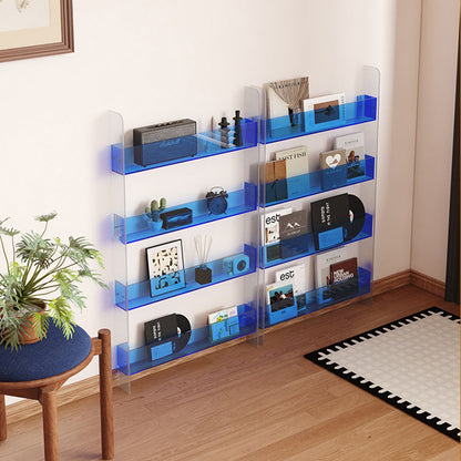 Modern Minimalist Rectangular Slim Acrylic Storage Shelf Bookshelf 4/5-Tier For Living Room