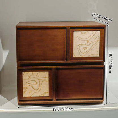 Traditional Vintage Square Walnut Nightstand: Multi-layer Solid Wood Panel - Retro-Style Dual-Drawer Bedside Cabinet For Bedroom