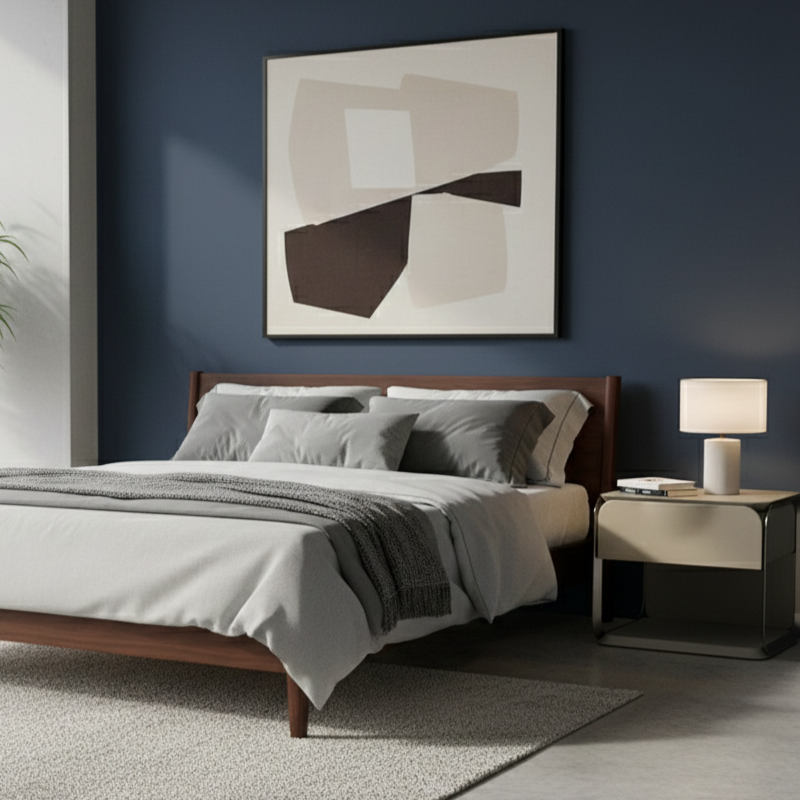 Modern Luxury White & Silver Nightstand : Floating Design Microfiber Leather Drawer Front - Single Drawer Bedside Table For Bedroom