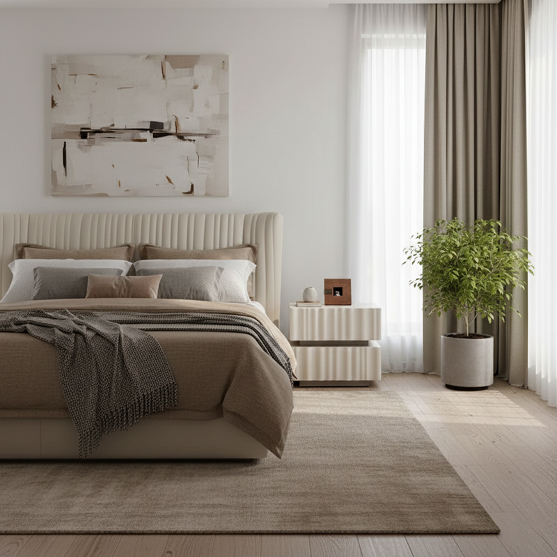 Modern Luxury White Nightstand: 3D Wavy Texture Drawers - Dual-Drawer Bedside Table For Bedroom