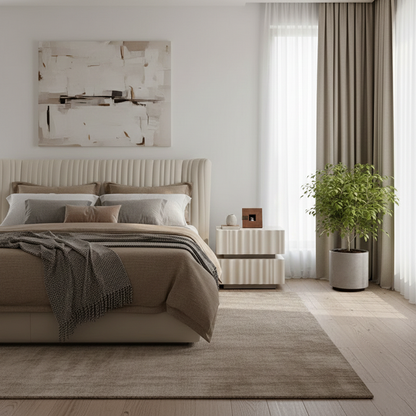 Modern Luxury White Nightstand: 3D Wavy Texture Drawers - Dual-Drawer Bedside Table For Bedroom