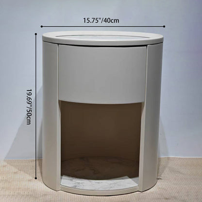 Modern Luxury White Nightstand: White Stone Slab Tabletop - Single Drawer Bedside Table For Bedroom