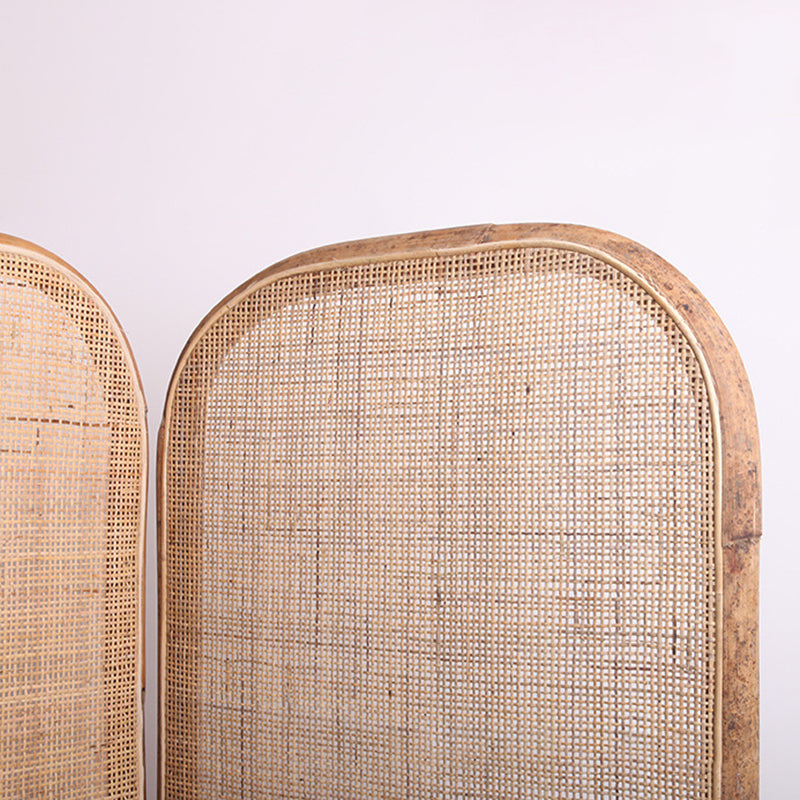 Traditional Chinese Wood Color Three-Panel Screen: Natural Indonesian Rattan - Handwoven Room Divider For Living Room