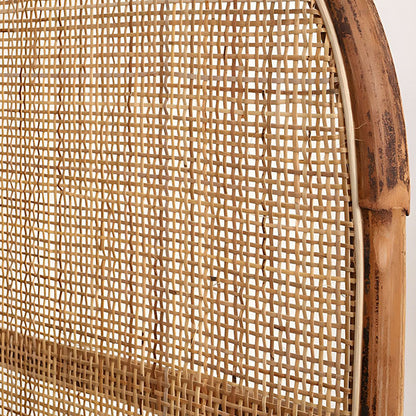 Traditional Chinese Wood Color Three-Panel Screen: Natural Indonesian Rattan & Handwoven - Asymmetrical Tiered Design Room Divider For Living Room