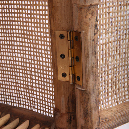 Traditional Chinese Slim Storage Cabinet: Natural Indonesian Rattan & Handwoven - Space-Saving Storage Sideboard For Living Room