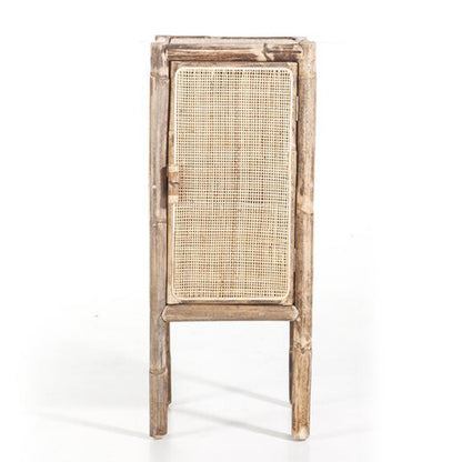 Traditional Chinese Slim Storage Cabinet: Natural Indonesian Rattan & Handwoven - Space-Saving Storage Sideboard For Living Room