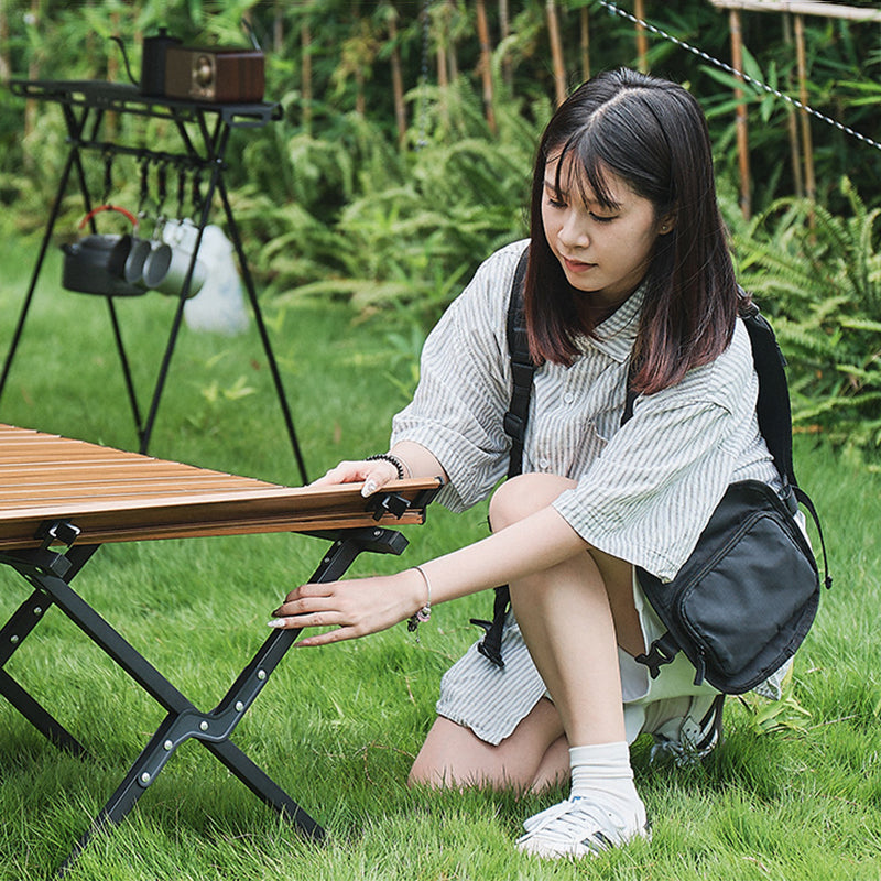 Modern Minimalist Rectangular Carbon Steel Folding Table For Outdoor