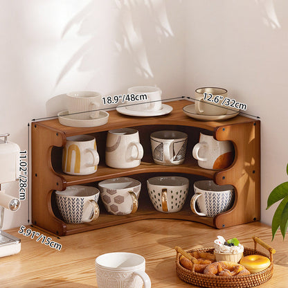 Traditional Vintage Rectangular Nan Bamboo Plywood Desktop Storage Shelf 3/4-Tier For Kitchen & Living Room