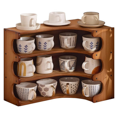 Traditional Vintage Rectangular Nan Bamboo Plywood Desktop Storage Shelf 3/4-Tier For Kitchen & Living Room