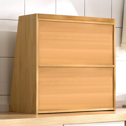 Traditional Vintage Rectangular Nan Bamboo Plywood Acrylic Desktop Storage Shelf 2/3-Tier For Kitchen