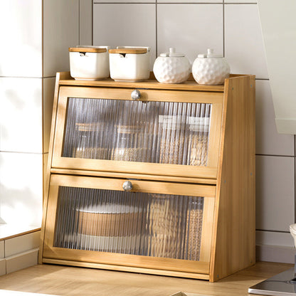 Traditional Vintage Rectangular Nan Bamboo Plywood Acrylic Desktop Storage Shelf 2/3-Tier For Kitchen