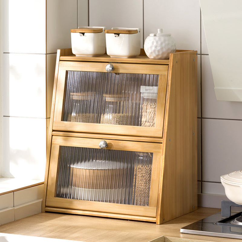 Traditional Vintage Rectangular Nan Bamboo Plywood Acrylic Desktop Storage Shelf 2/3-Tier For Kitchen