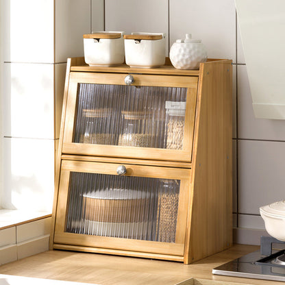 Traditional Vintage Rectangular Nan Bamboo Plywood Acrylic Desktop Storage Shelf 2/3-Tier For Kitchen