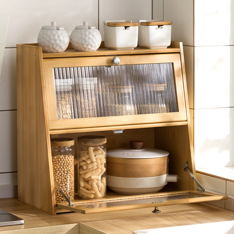 Traditional Vintage Rectangular Nan Bamboo Plywood Acrylic Desktop Storage Shelf 2/3-Tier For Kitchen