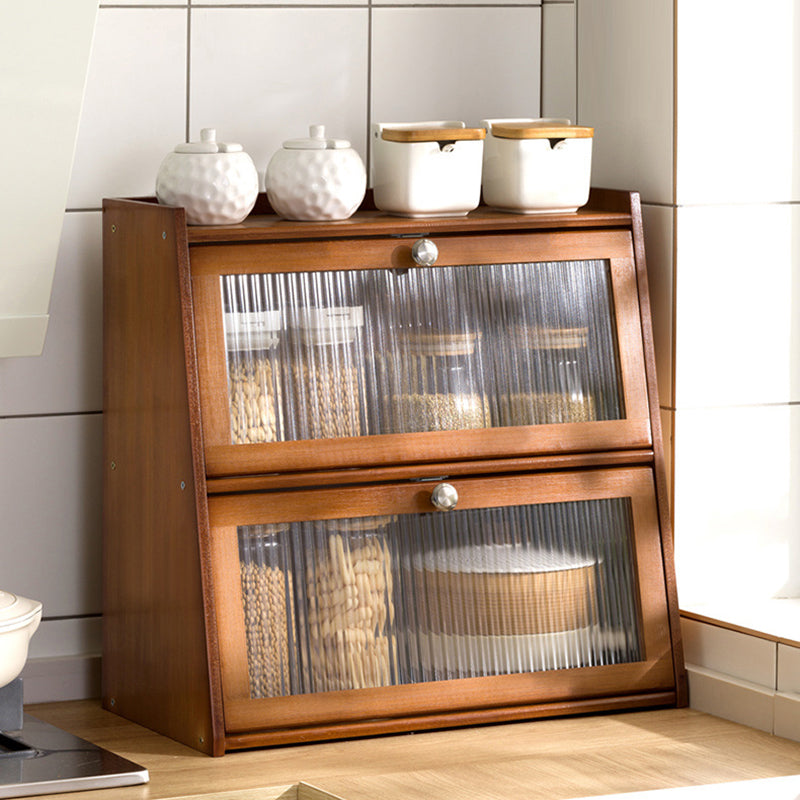 Traditional Vintage Rectangular Nan Bamboo Plywood Acrylic Desktop Storage Shelf 2/3-Tier For Kitchen