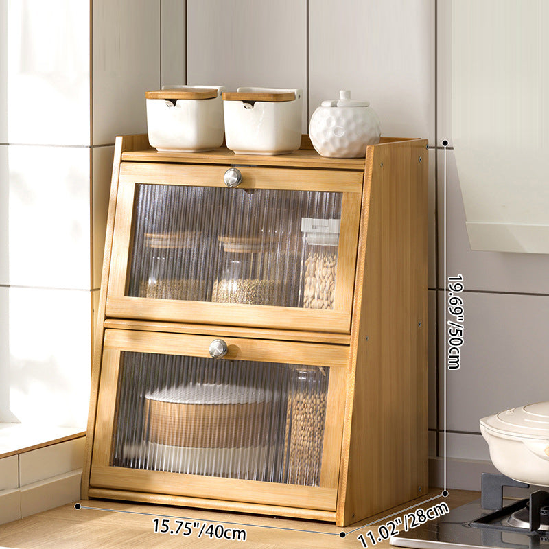 Traditional Vintage Rectangular Nan Bamboo Plywood Acrylic Desktop Storage Shelf 2/3-Tier For Kitchen