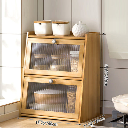 Traditional Vintage Rectangular Nan Bamboo Plywood Acrylic Desktop Storage Shelf 2/3-Tier For Kitchen