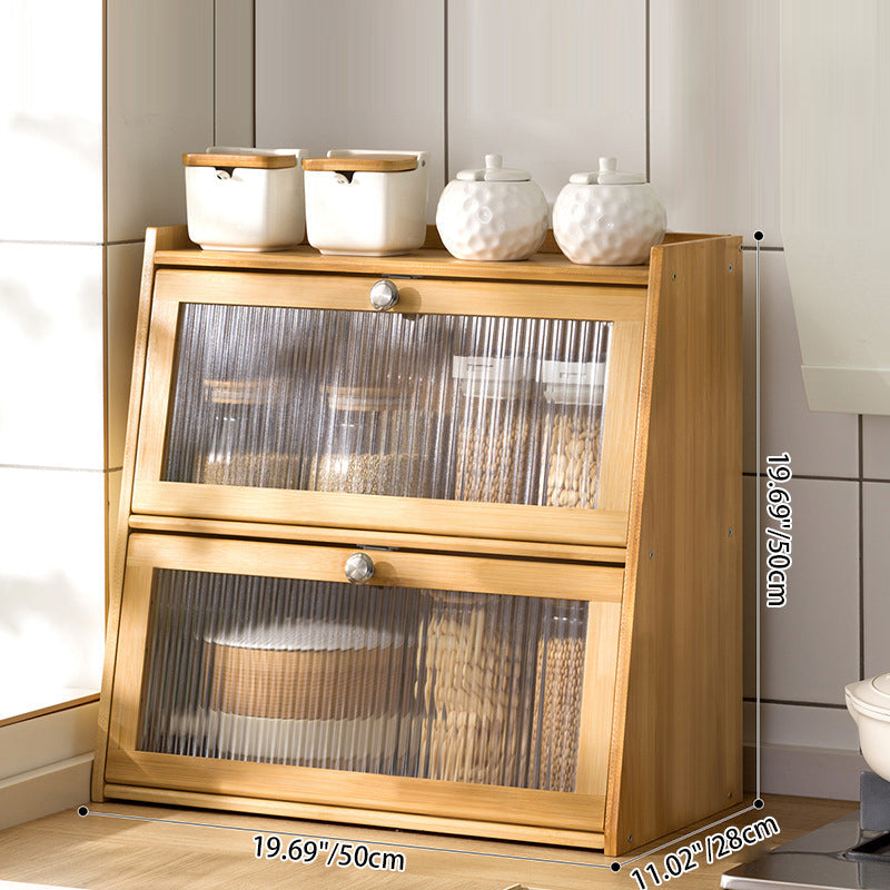 Traditional Vintage Rectangular Nan Bamboo Plywood Acrylic Desktop Storage Shelf 2/3-Tier For Kitchen