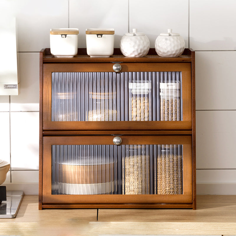 Traditional Vintage Rectangular Nan Bamboo Plywood Acrylic Desktop Storage Shelf 2/3-Tier For Kitchen