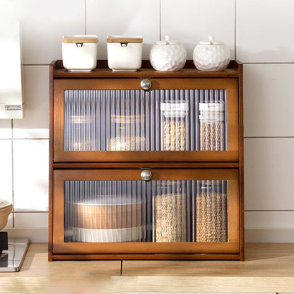 Traditional Vintage Rectangular Nan Bamboo Plywood Acrylic Desktop Storage Shelf 2/3-Tier For Kitchen