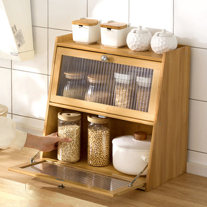 Traditional Vintage Rectangular Nan Bamboo Plywood Acrylic Desktop Storage Shelf 2/3-Tier For Kitchen