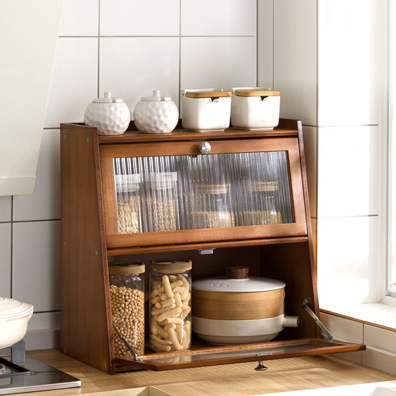 Traditional Vintage Rectangular Nan Bamboo Plywood Acrylic Desktop Storage Shelf 2/3-Tier For Kitchen
