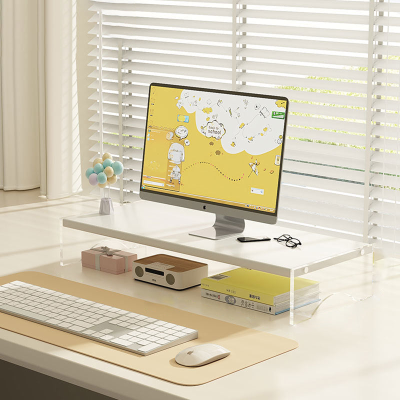 Modern Minimalist Rectangular Medium-Density Fiberboard Acrylic Desktop Storage Shelf 1/2/3-Tier For Study & Bedroom