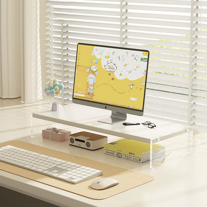 Modern Minimalist Rectangular Medium-Density Fiberboard Acrylic Desktop Storage Shelf 1/2/3-Tier For Study & Bedroom
