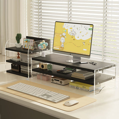 Modern Minimalist Rectangular Medium-Density Fiberboard Acrylic Desktop Storage Shelf 1/2/3-Tier For Study & Bedroom