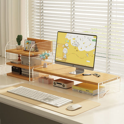 Modern Minimalist Rectangular Medium-Density Fiberboard Acrylic Desktop Storage Shelf 1/2/3-Tier For Study & Bedroom