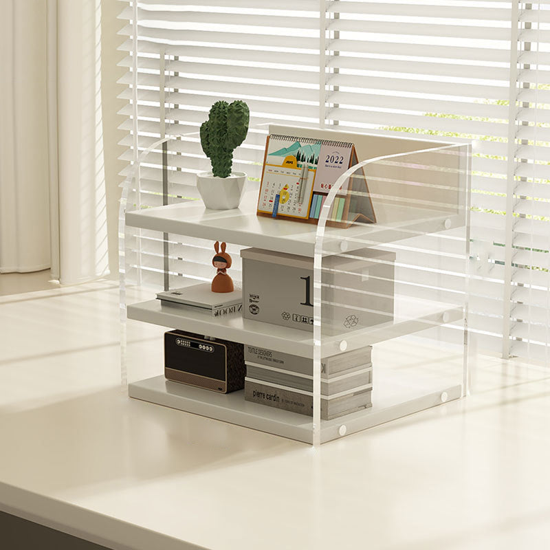 Modern Minimalist Rectangular Medium-Density Fiberboard Acrylic Desktop Storage Shelf 1/2/3-Tier For Study & Bedroom