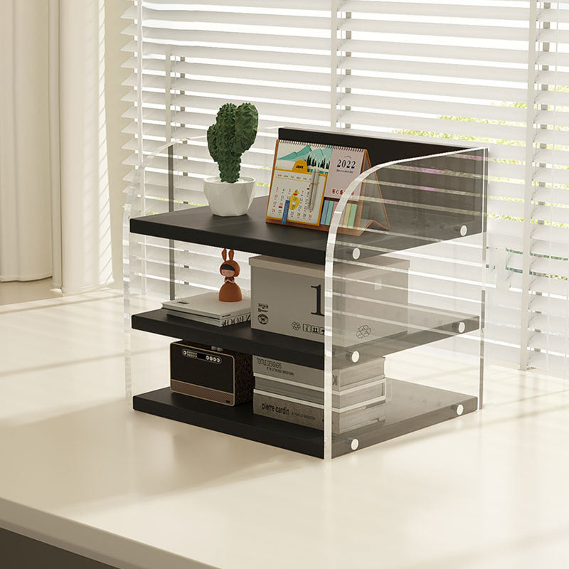 Modern Minimalist Rectangular Medium-Density Fiberboard Acrylic Desktop Storage Shelf 1/2/3-Tier For Study & Bedroom