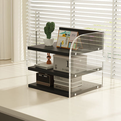 Modern Minimalist Rectangular Medium-Density Fiberboard Acrylic Desktop Storage Shelf 1/2/3-Tier For Study & Bedroom