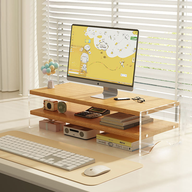 Modern Minimalist Rectangular Medium-Density Fiberboard Acrylic Desktop Storage Shelf 1/2/3-Tier For Study & Bedroom