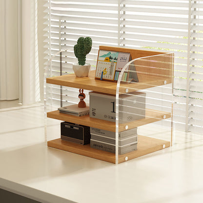 Modern Minimalist Rectangular Medium-Density Fiberboard Acrylic Desktop Storage Shelf 1/2/3-Tier For Study & Bedroom