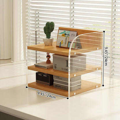 Modern Minimalist Rectangular Medium-Density Fiberboard Acrylic Desktop Storage Shelf 1/2/3-Tier For Study & Bedroom
