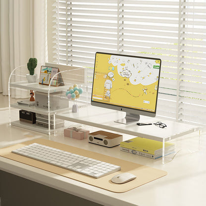 Modern Minimalist Rectangular Medium-Density Fiberboard Acrylic Desktop Storage Shelf 1/2/3-Tier For Study & Bedroom