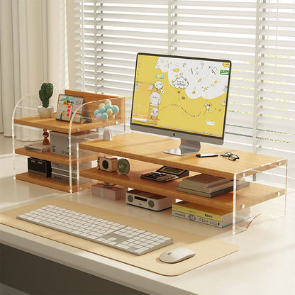 Modern Minimalist Rectangular Medium-Density Fiberboard Acrylic Desktop Storage Shelf 1/2/3-Tier For Study & Bedroom