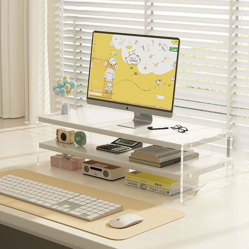 Modern Minimalist Rectangular Medium-Density Fiberboard Acrylic Desktop Storage Shelf 1/2/3-Tier For Study & Bedroom