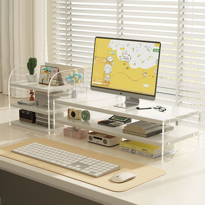 Modern Minimalist Rectangular Medium-Density Fiberboard Acrylic Desktop Storage Shelf 1/2/3-Tier For Study & Bedroom