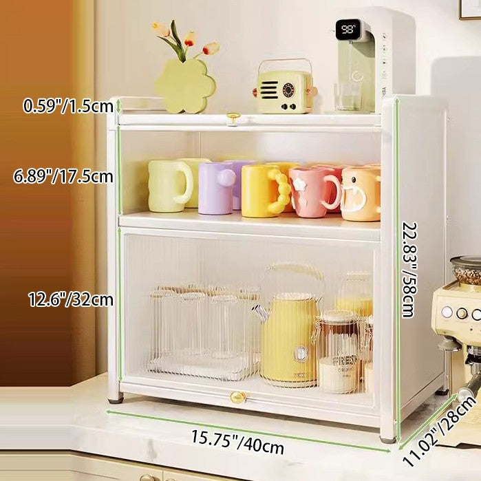 Modern Minimalist Rectangular Carbon Steel Acrylic Desktop Storage Shelf 3-Tier For Study & Bedroom