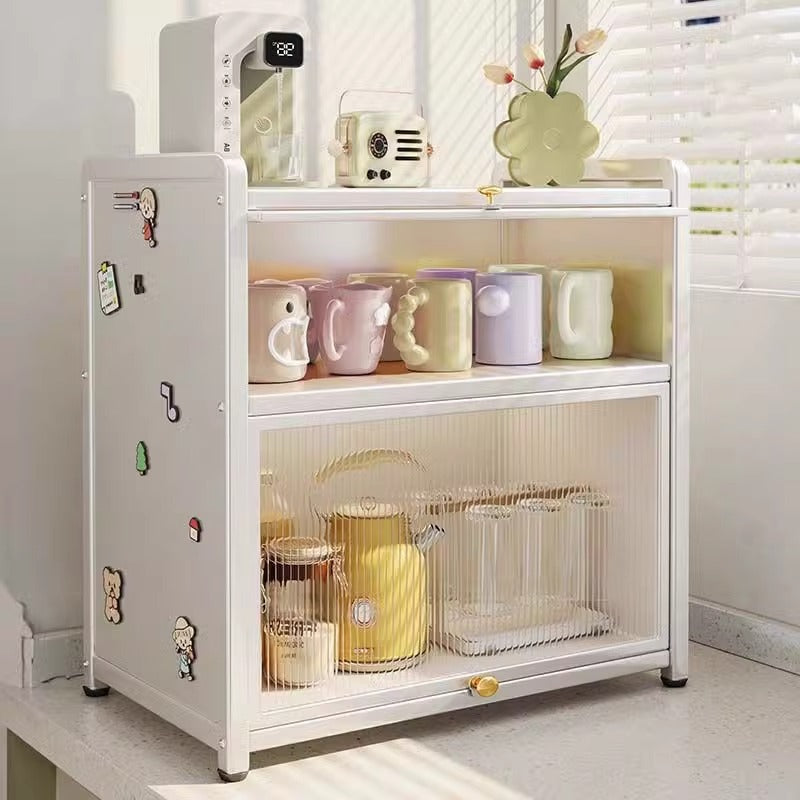 Modern Minimalist Rectangular Carbon Steel Acrylic Desktop Storage Shelf 3-Tier For Study & Bedroom