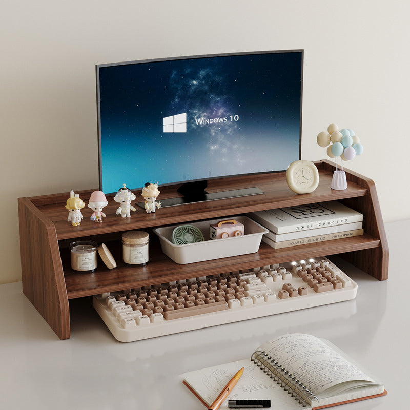 Contemporary Scandinavian Rectangular Medium-Density Fiberboard Desktop Storage Shelf 2/3-Tier 1-Drawer For Office & Bedroom