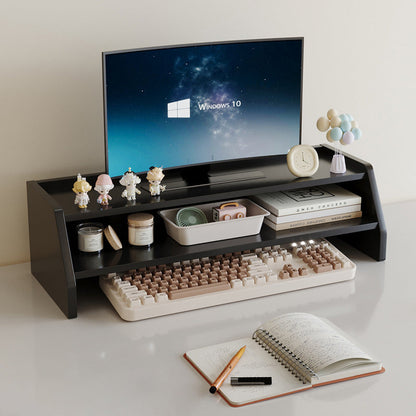Contemporary Scandinavian Rectangular Medium-Density Fiberboard Desktop Storage Shelf 2/3-Tier 1-Drawer For Office & Bedroom