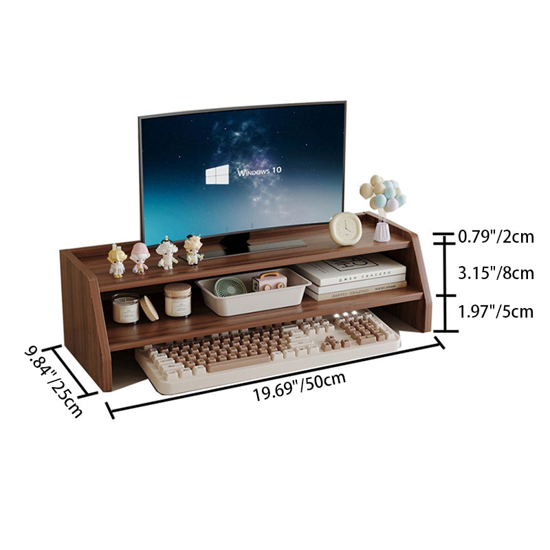 Contemporary Scandinavian Rectangular Medium-Density Fiberboard Desktop Storage Shelf 2/3-Tier 1-Drawer For Office & Bedroom