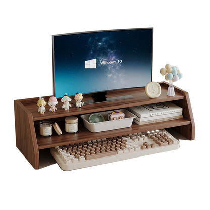 Contemporary Scandinavian Rectangular Medium-Density Fiberboard Desktop Storage Shelf 2/3-Tier 1-Drawer For Office & Bedroom