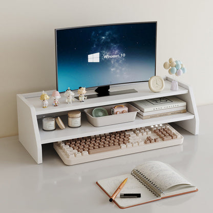 Contemporary Scandinavian Rectangular Medium-Density Fiberboard Desktop Storage Shelf 2/3-Tier 1-Drawer For Office & Bedroom