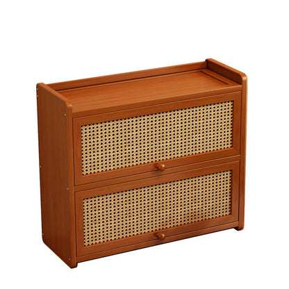 Contemporary Scandinavian Rectangular Nan Bamboo Medium-Density Fiberboard Acrylic Desktop Storage Shelf 2/3-Tier For Bedroom