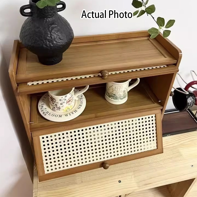 Contemporary Scandinavian Rectangular Nan Bamboo Medium-Density Fiberboard Acrylic Desktop Storage Shelf 2/3-Tier For Bedroom