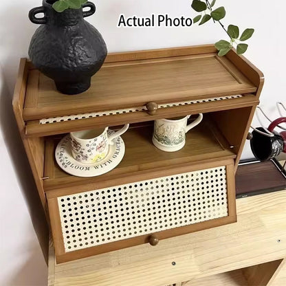 Contemporary Scandinavian Rectangular Nan Bamboo Medium-Density Fiberboard Acrylic Desktop Storage Shelf 2/3-Tier For Bedroom